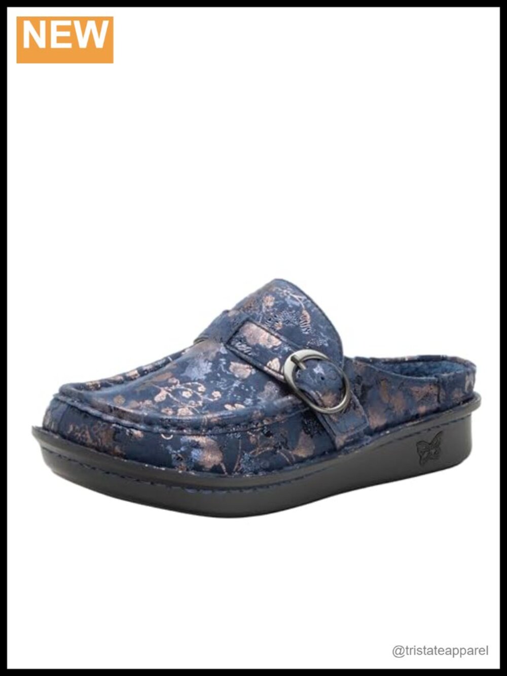 Leather Moc Toe Open Back Clog with Heel Cup Comfort Footbed